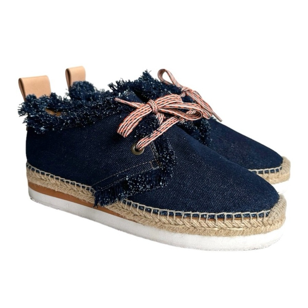 See by Chloe Navy Espadrille Sneakers with Fringe size 8